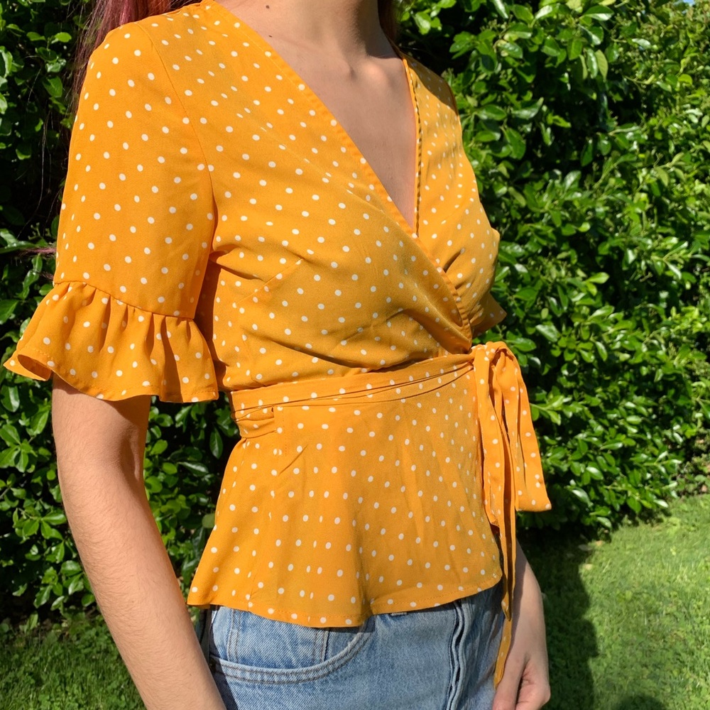 Polka dot wrap top
